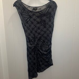 Deletta Black and Gray Bodycon Top Sleeveless Scoop Neck